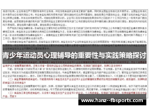 青少年运动员心理辅导的重要性与实践策略探讨