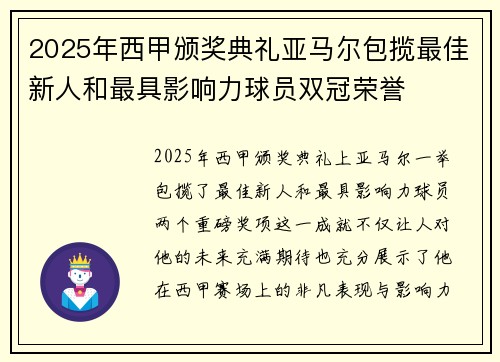2025年西甲颁奖典礼亚马尔包揽最佳新人和最具影响力球员双冠荣誉 2025年西甲颁奖典礼亚马尔包揽最佳新人和最具影响力球员双冠荣誉
